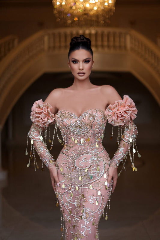 Lily Off Shoulder Dress with Beads - BLINI