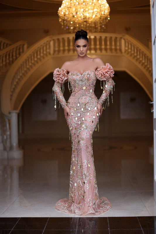 Lily Off Shoulder Dress with Beads - BLINI