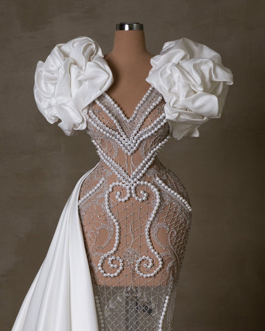 Lizette Bridal Dress Embellished with Pearls - BLINI