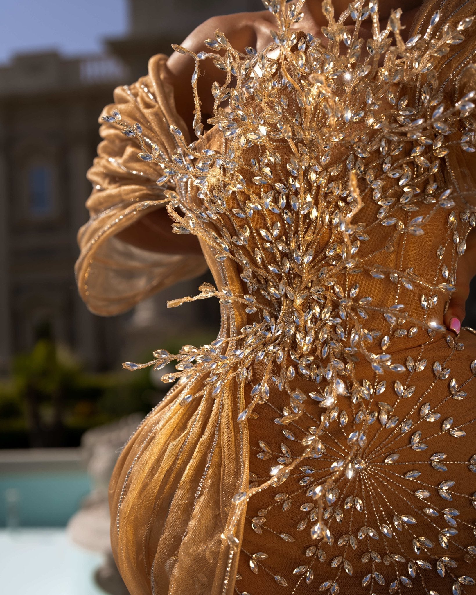 Lor Slit Dress Embellished with Stones - BLINI