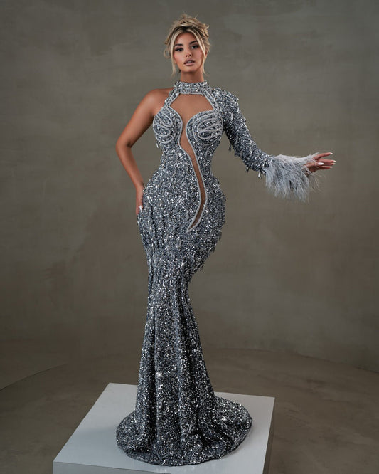 Maaya Silver Dress with Sequins - BLINI