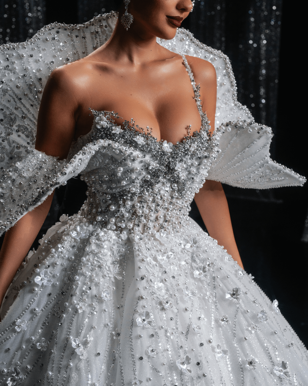 Magnes Bridal Dress Off - Shoulders with Pearls - BLINI