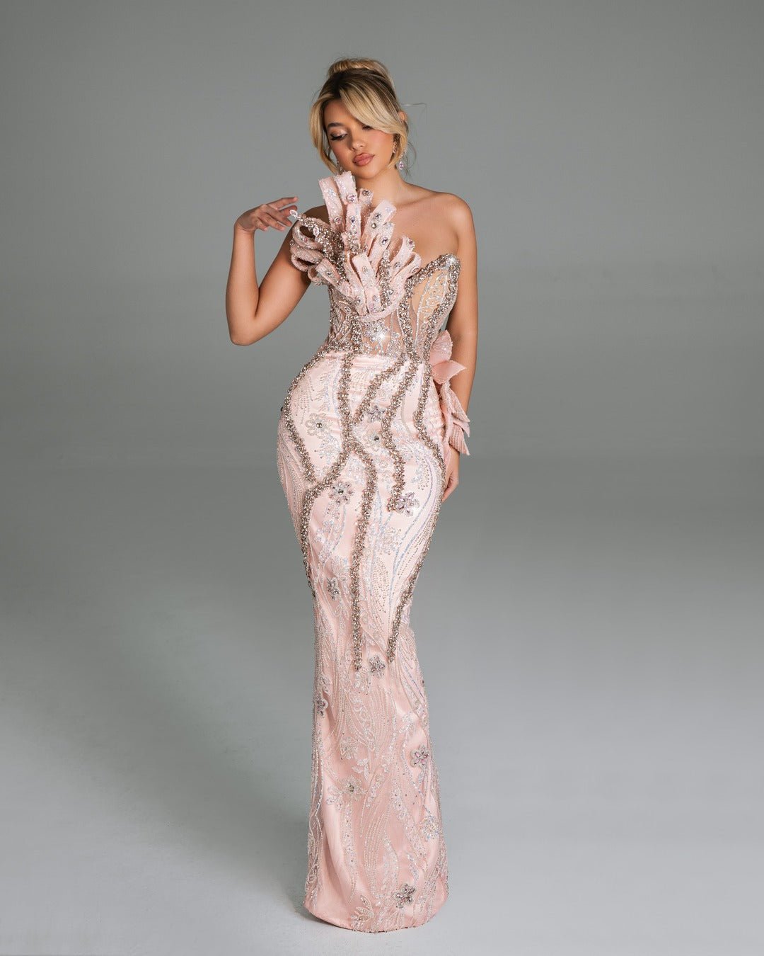Marie Pink Dress with Crystal Embellishments - BLINI