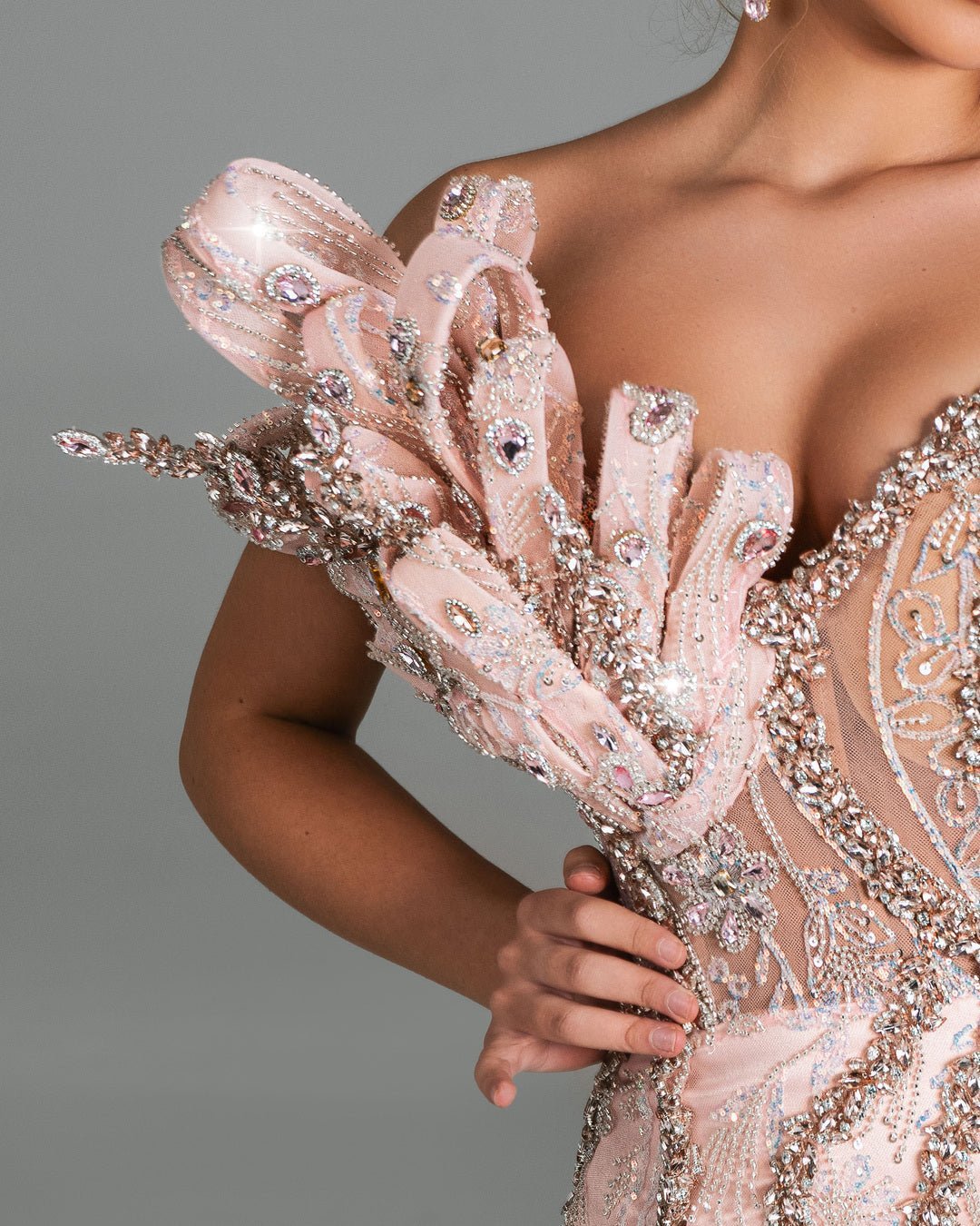 Marie Pink Dress with Crystal Embellishments - BLINI