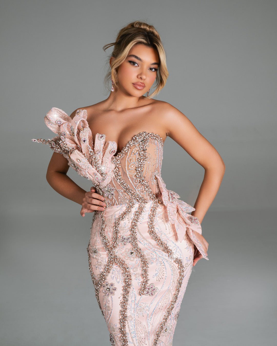 Pink Gown with Crystal Embellishment deals