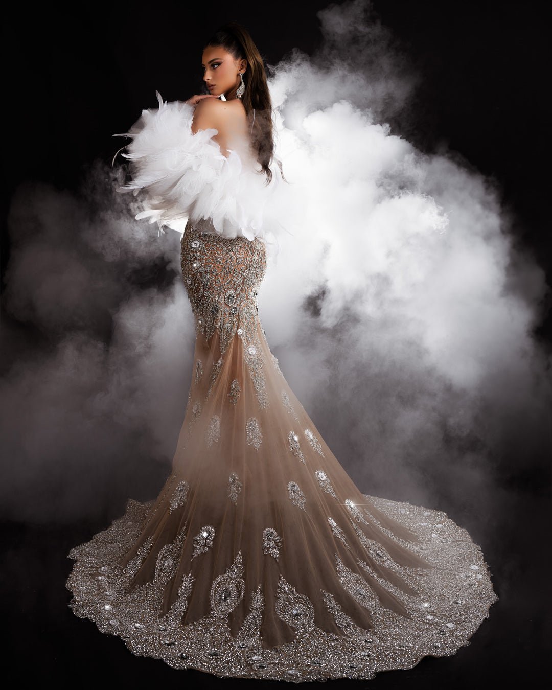 Meliora Silver Dress with Crystals and Flowers - BLINI