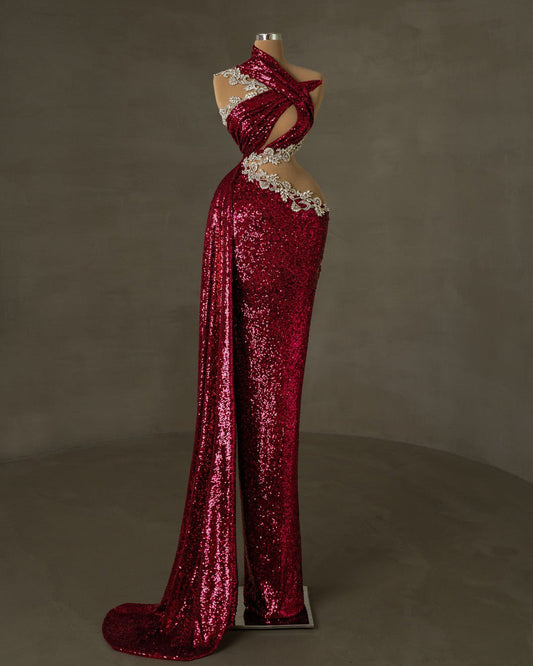 Mironé Pink Sequin Dress with Silver Details - BLINI