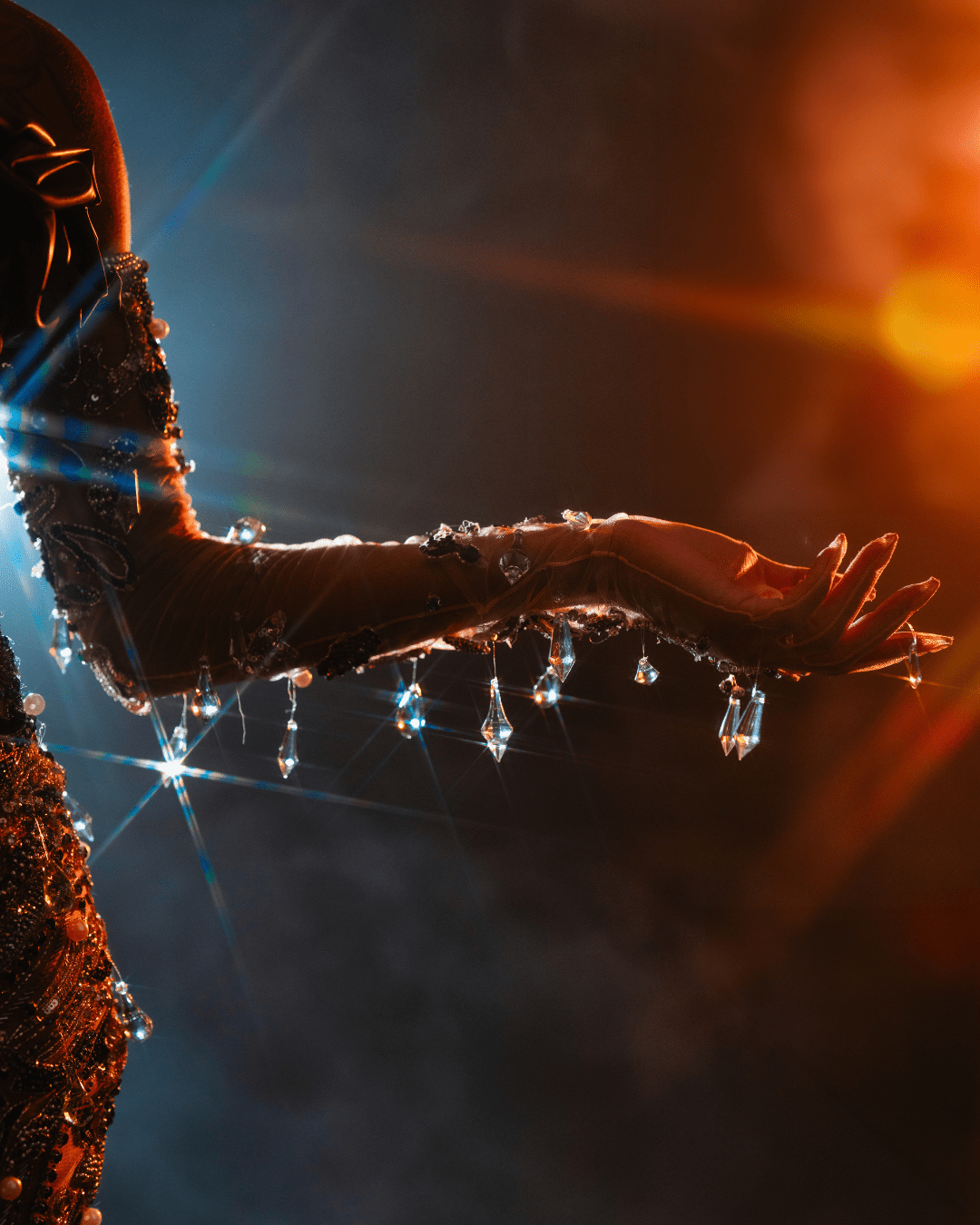 Naria Nude Dress with Crystals and Metallic Leather - BLINI