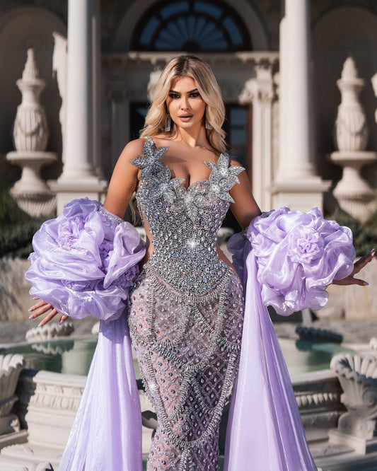 Noasa Silver Dress with Lavender Flower Details - BLINI