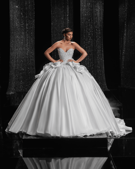 Noele Bridal Dress, Sweetheart Neckline with Pearls - BLINI