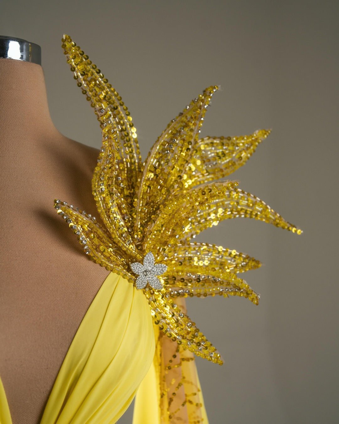 Noemi Yellow Dress with Floral Design - BLINI