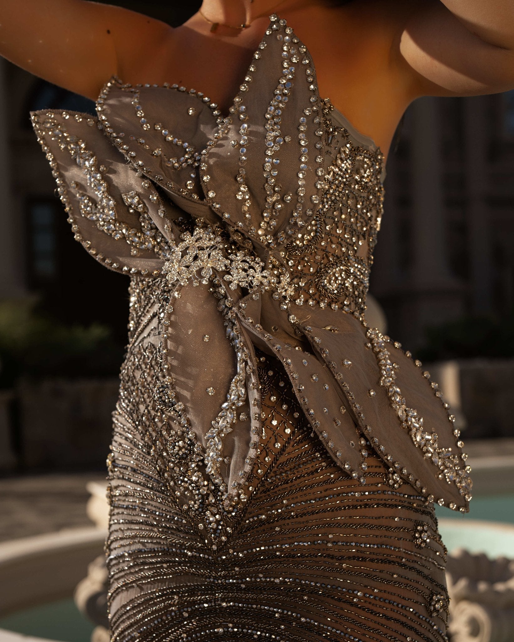 Ola Strapless Dress Embellished with Stones - BLINI