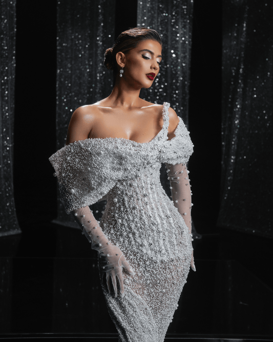 Oliere Bridal Dress with White Pearls - BLINI
