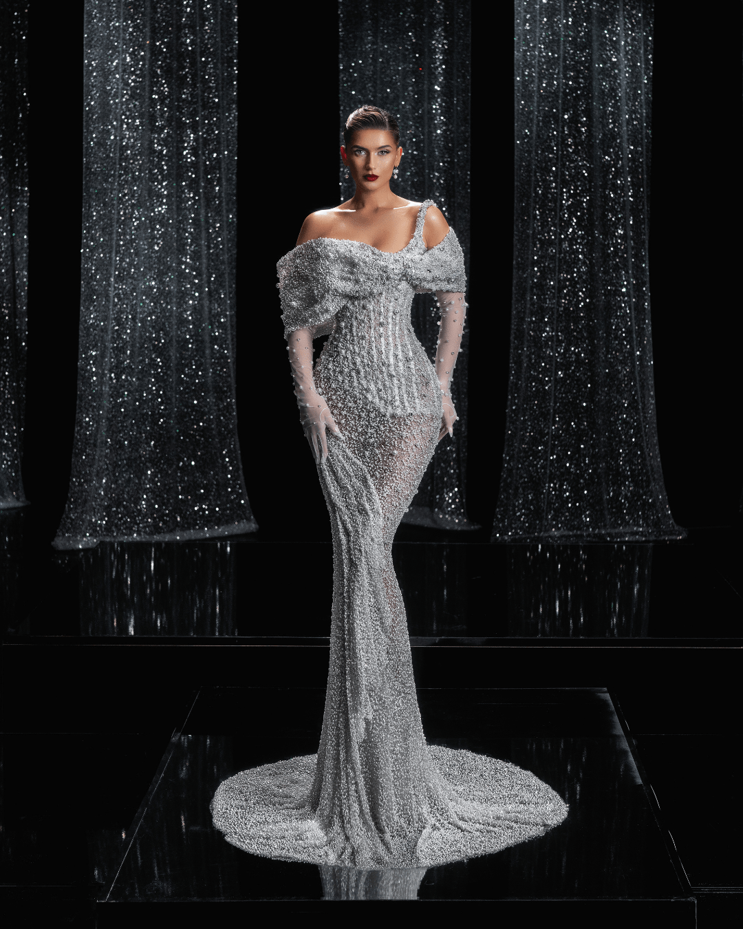 Oliere Bridal Dress with White Pearls - BLINI