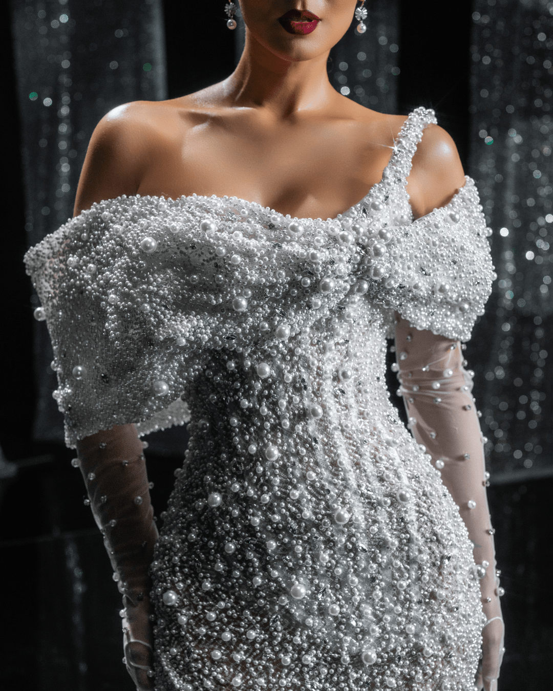 Oliere Bridal Dress with White Pearls - BLINI
