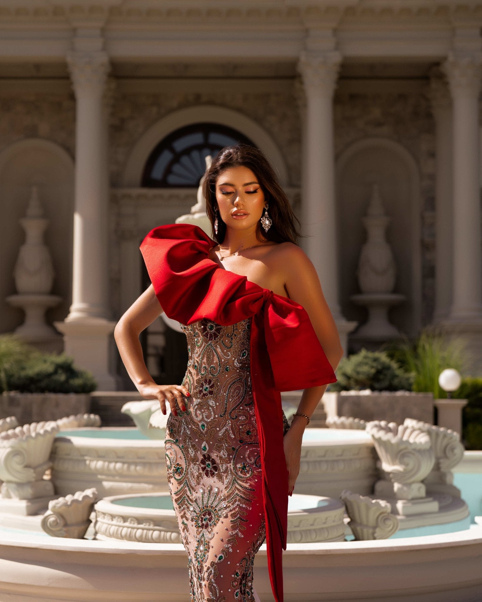 Ori Strapless Dress Embellished with Stones - BLINI