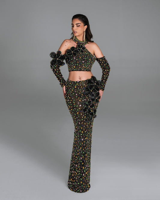 Paola Two Piece Dress with Floral Design - BLINI