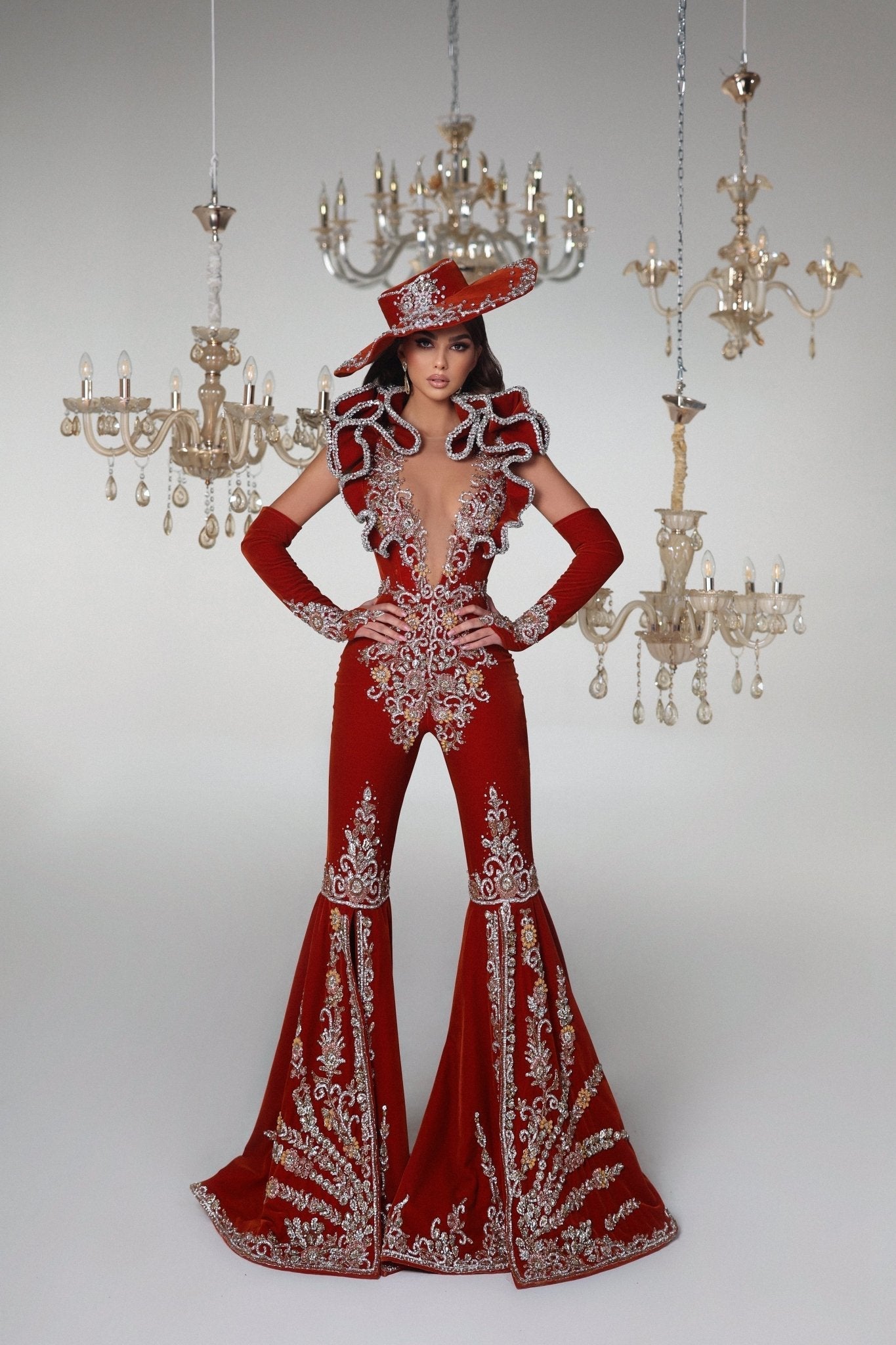 Radiance Red Jumpsuit with Silver Details - BLINI