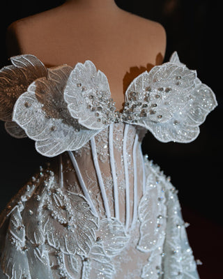 Raya Bridal Dress with Butterfly and Leaves Design