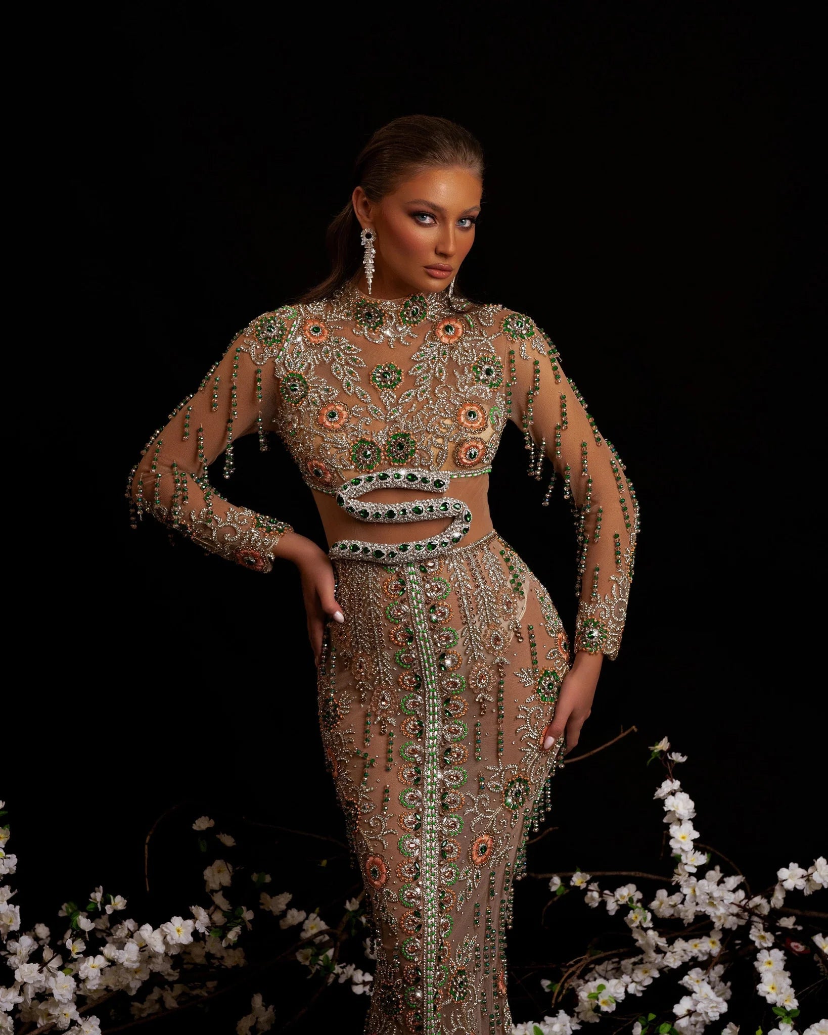 Reptilia Snake Dress with Rhinestone Embellishments - BLINI