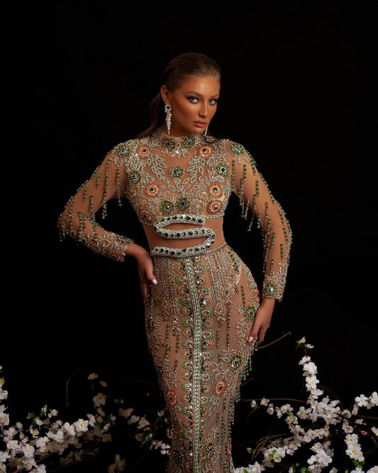 Reptilia Snake Dress with Rhinestone Embellishments - BLINI