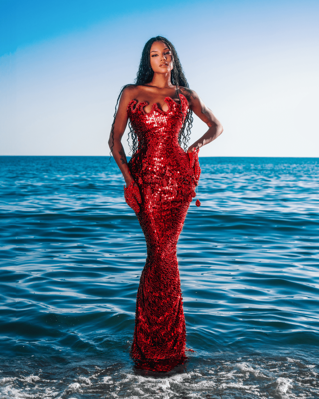 Roesea Sleeveless Sequin Dress with Sea Deatails - BLINI