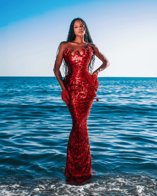 Roesea Sleeveless Sequin Dress with Sea Deatails - BLINI