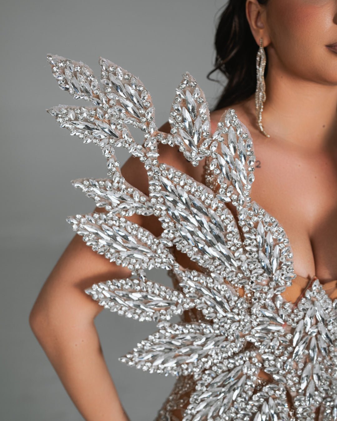 Roisee Long Dress with Leaf - Inspired Crystal Elegance - BLINI