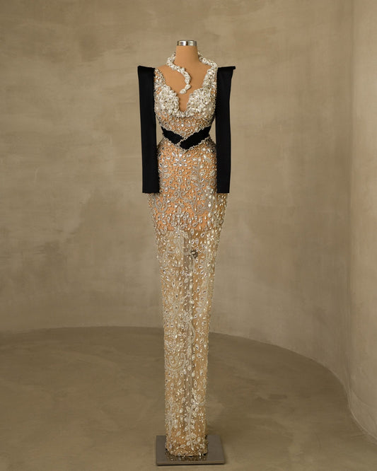 Roisona Stone Embellished Dress with Neck Detail - BLINI