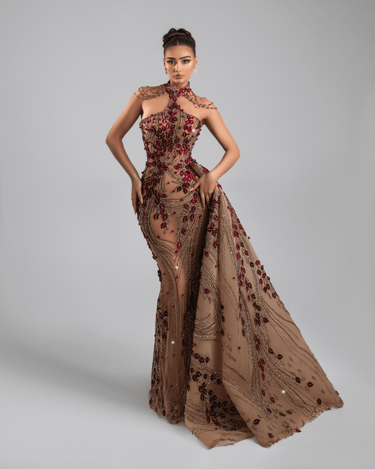 Rosea Long Dress with Side Cape - BLINI