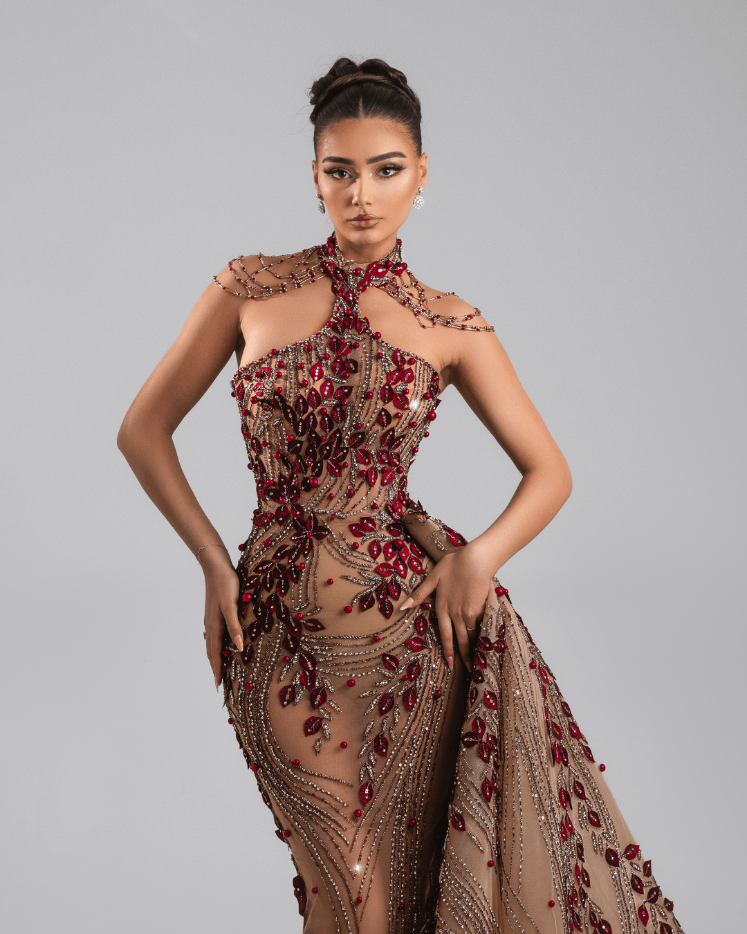 Rosea Long Dress with Side Cape - BLINI