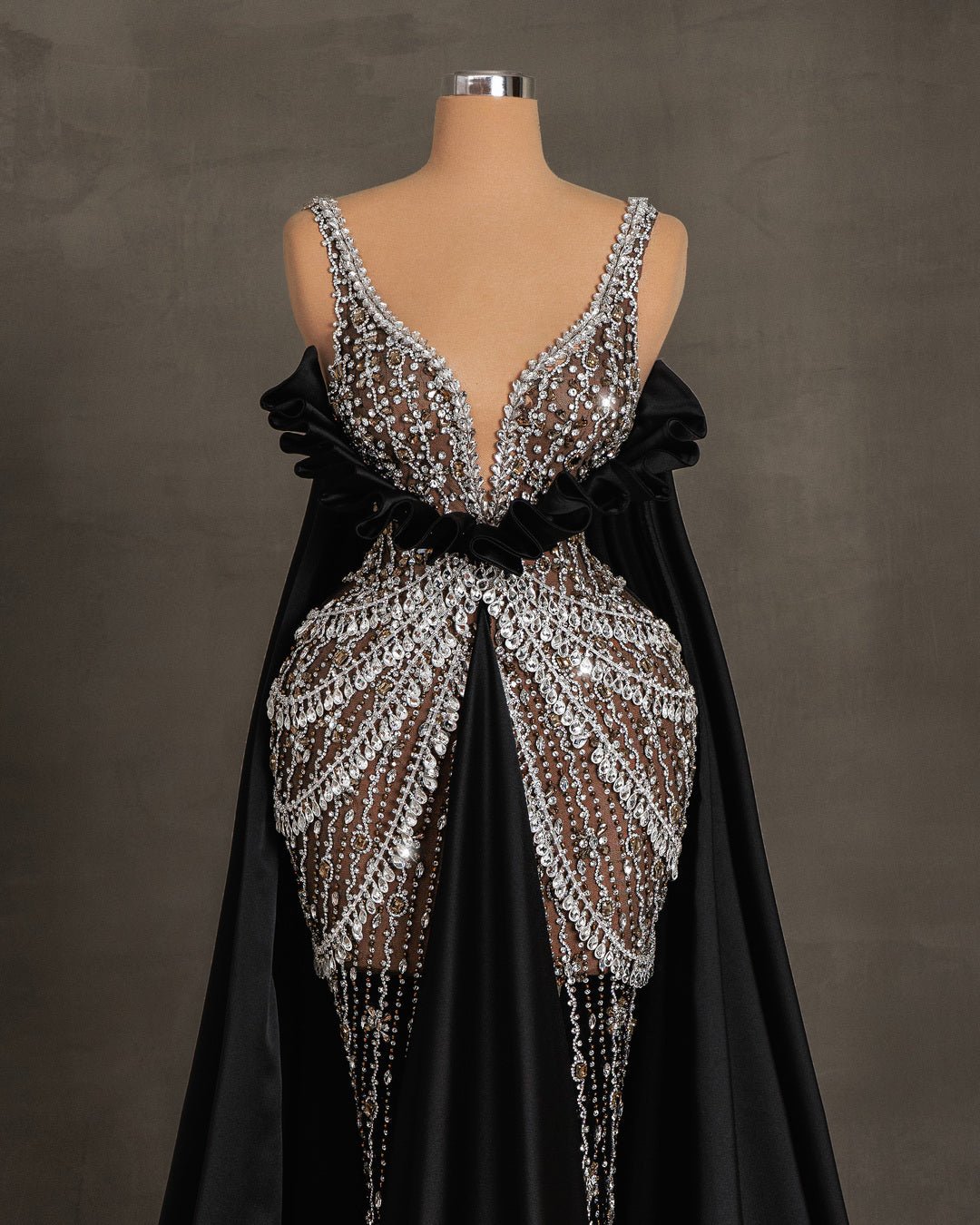 Rossi Black Dress with Silver Stones Blini Fashion House Beads Black Crystals Blini Fashion House