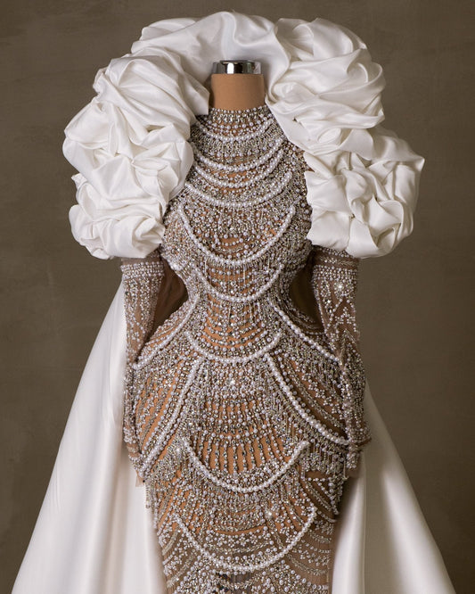 Rozella Bridal Dress Embellished with Pearls and Stones - BLINI
