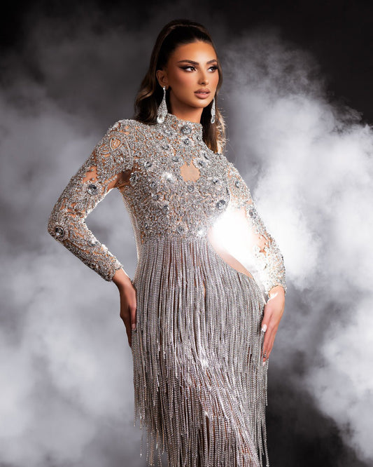 Seashell Silver Dress with Tassels - BLINI