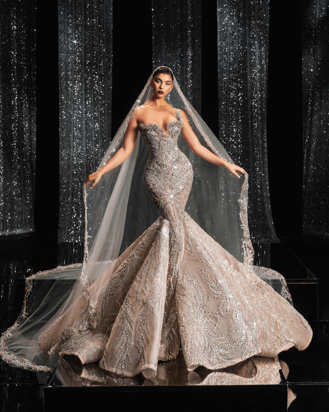 Serilda Mermaid Gown Embellished with Crystals - BLINI