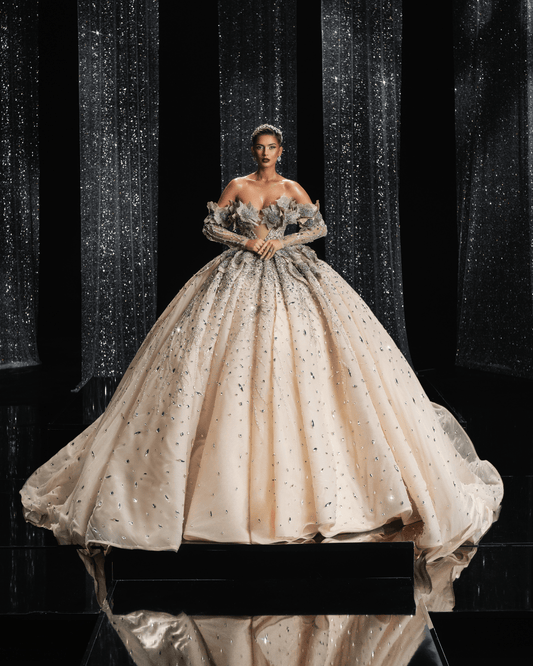 Siola Bridal Dress with Crystals and Flowers - BLINI