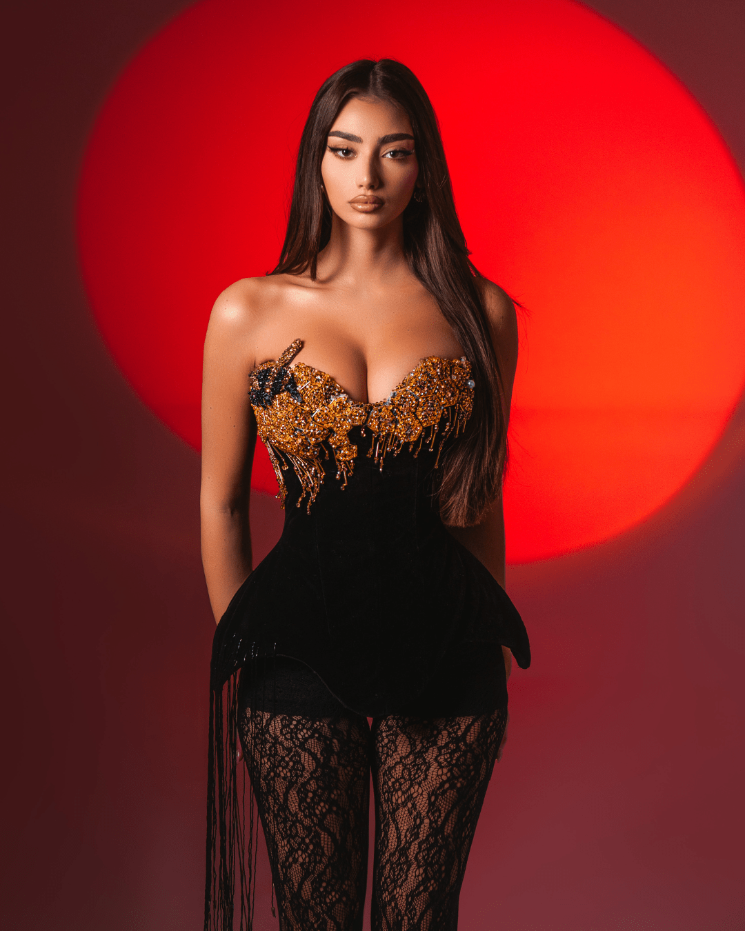 Siosa Black Sleeveless Corset with Crystals - BLINI