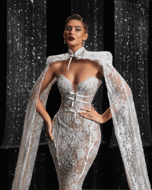 Stinea Bridal Dress, with Shoulder Cape - BLINI
