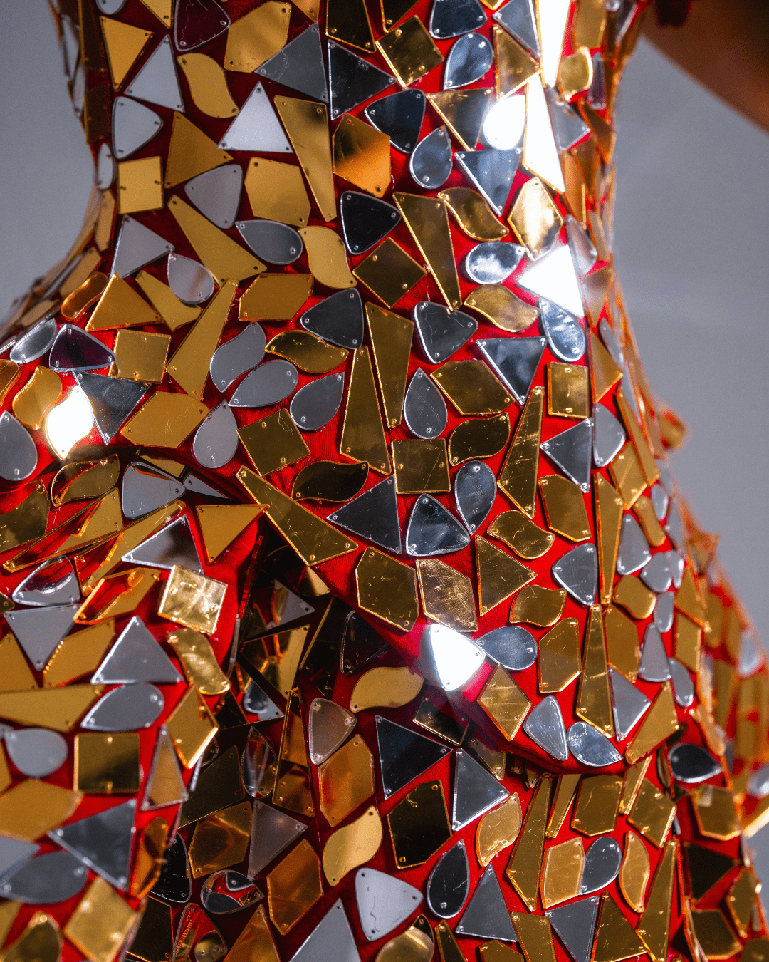 Terose Red Short Sleeveless Dress with Crystals and Flowers - BLINI