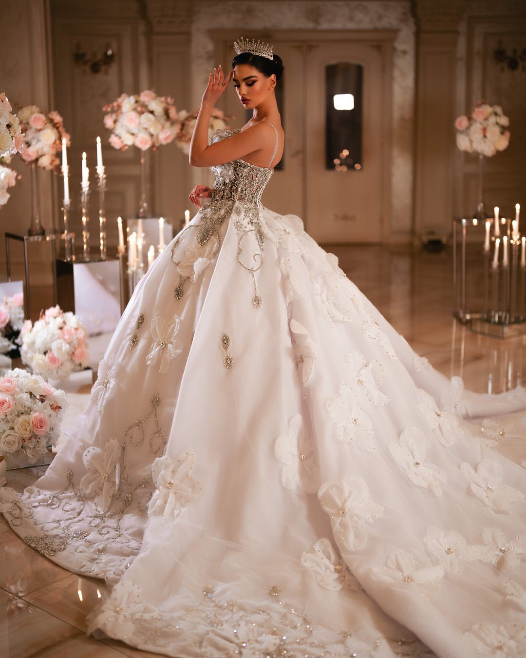 Tinsley Bridal Dress with Crystals and Flowers - BLINI