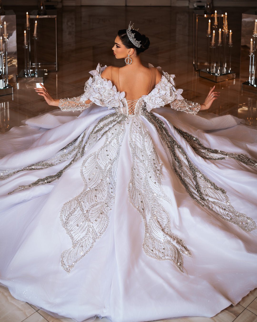 Treísa Bridal Dress with Crystals and Flowers - BLINI