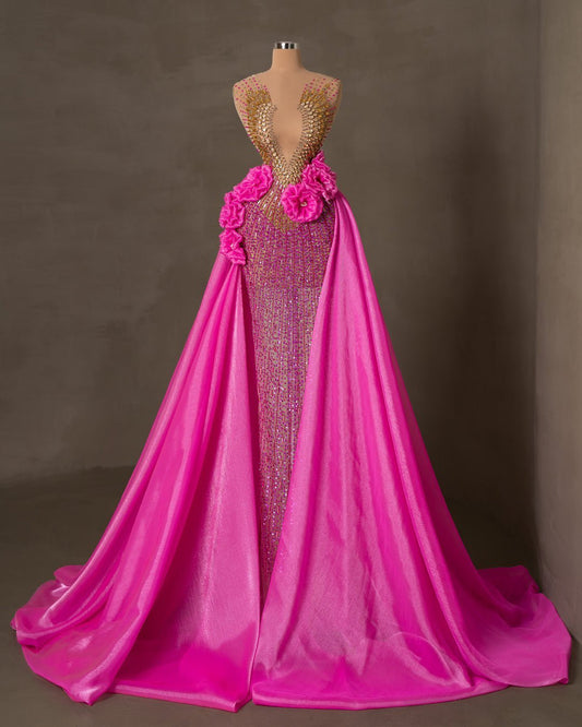 Trésiia Pink Dress with Gold Details - BLINI