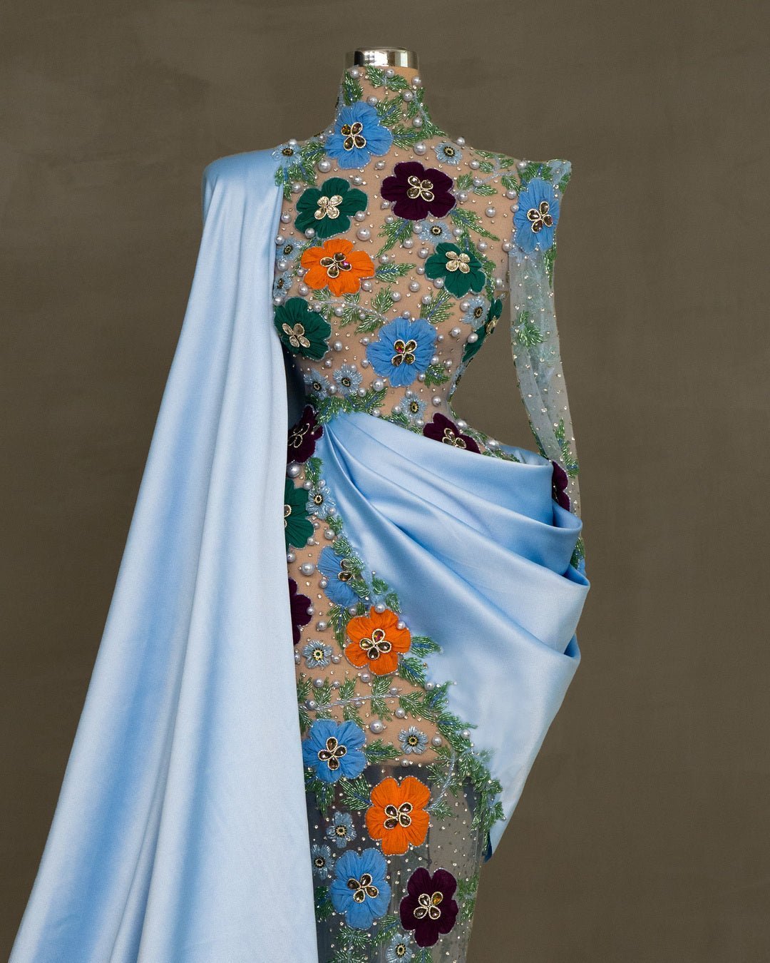Tweedia Blue Dress with Flowers - BLINI