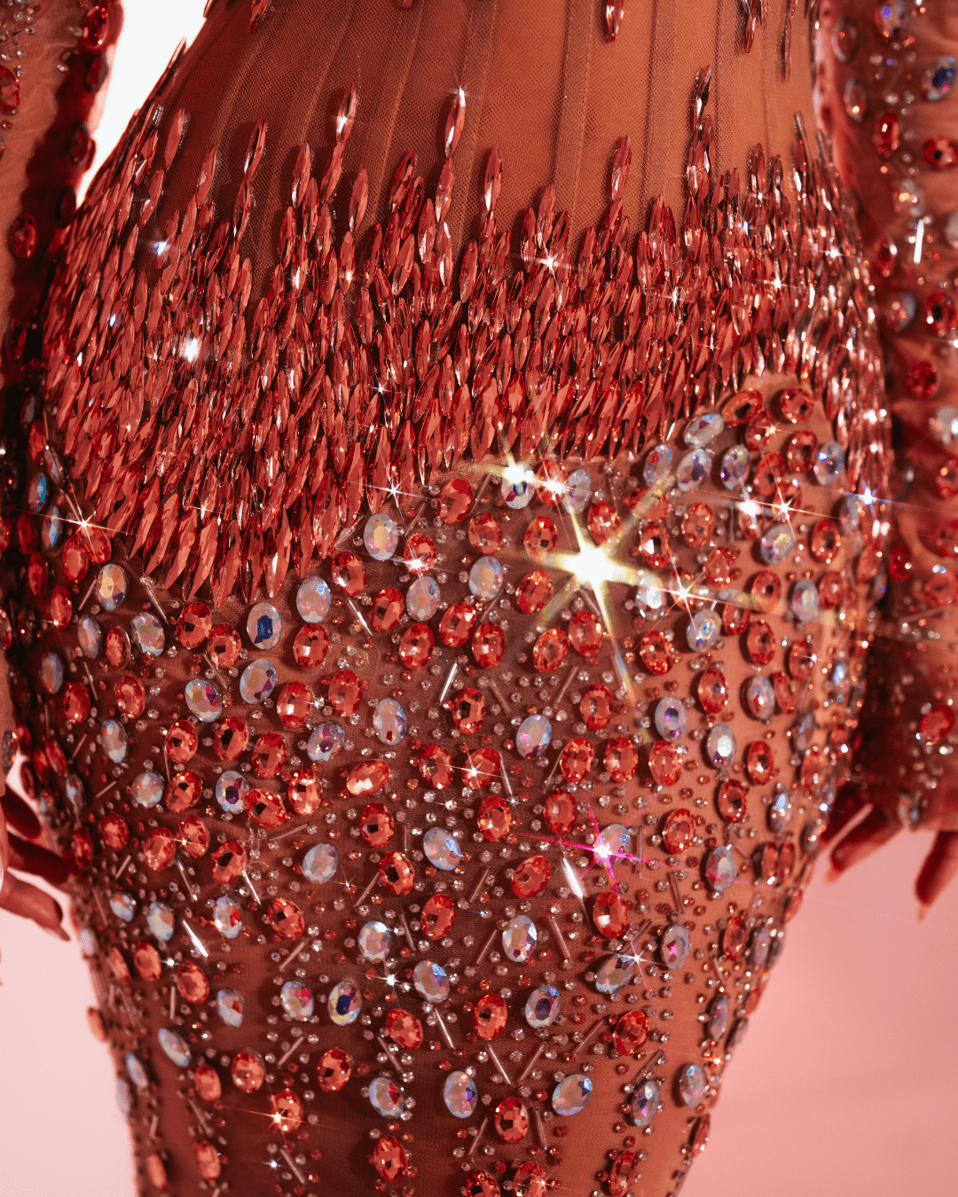 Velise Rose Gold Long Dress with Crystals - BLINI