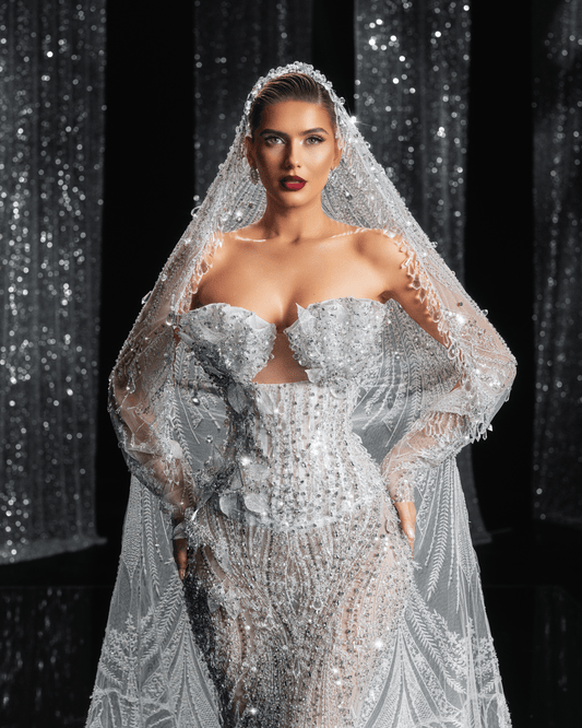 Zaira Strapless Bridal Dress Embellished with Crystals - BLINI