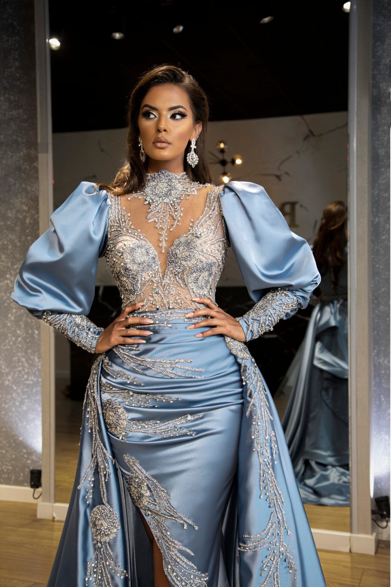 Aitana Stone-Encrusted Dress with Overskirt – Blini Fashion House