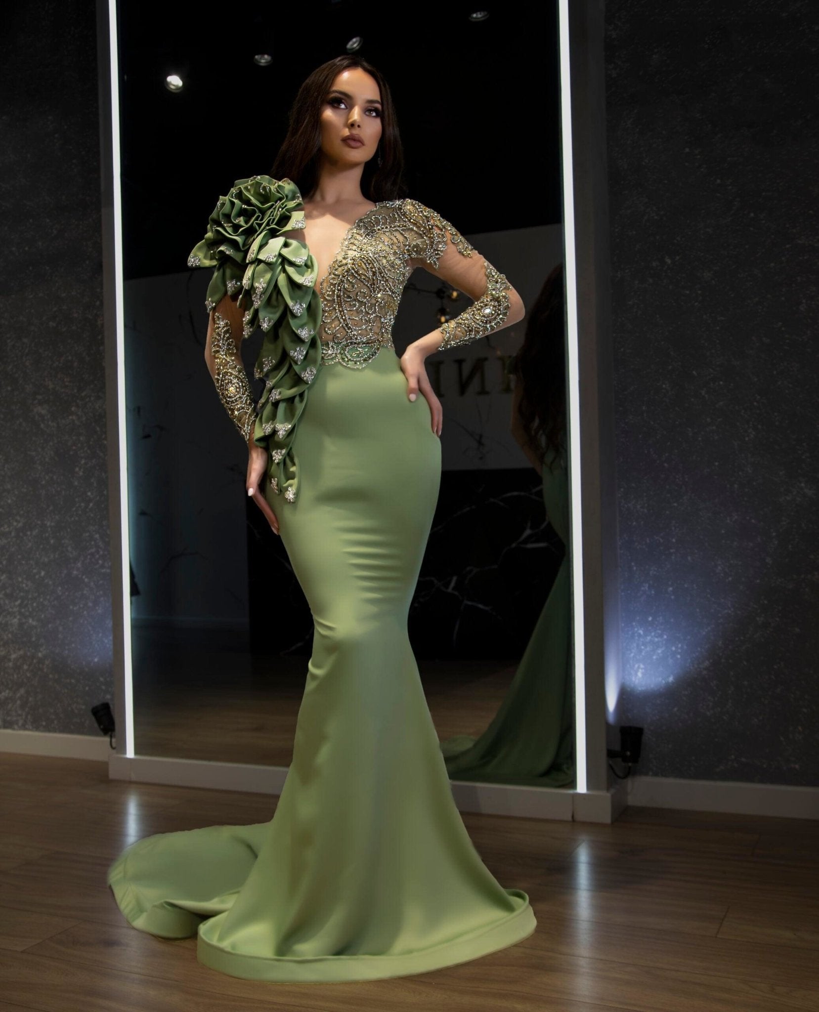 Glamorous green clearance dress