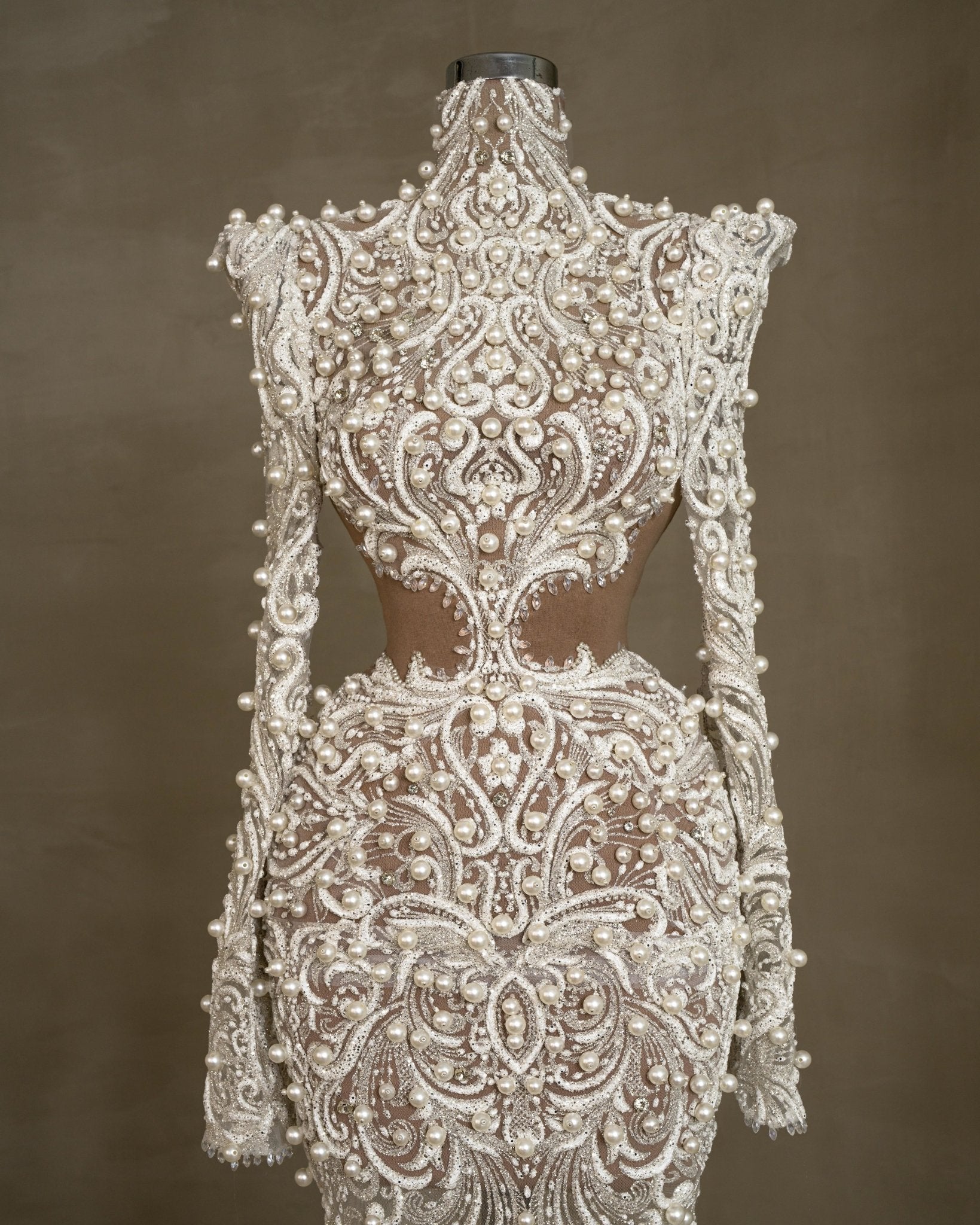 Reshika Bridal Dress Embellished with Pearls and Crystals - Blini