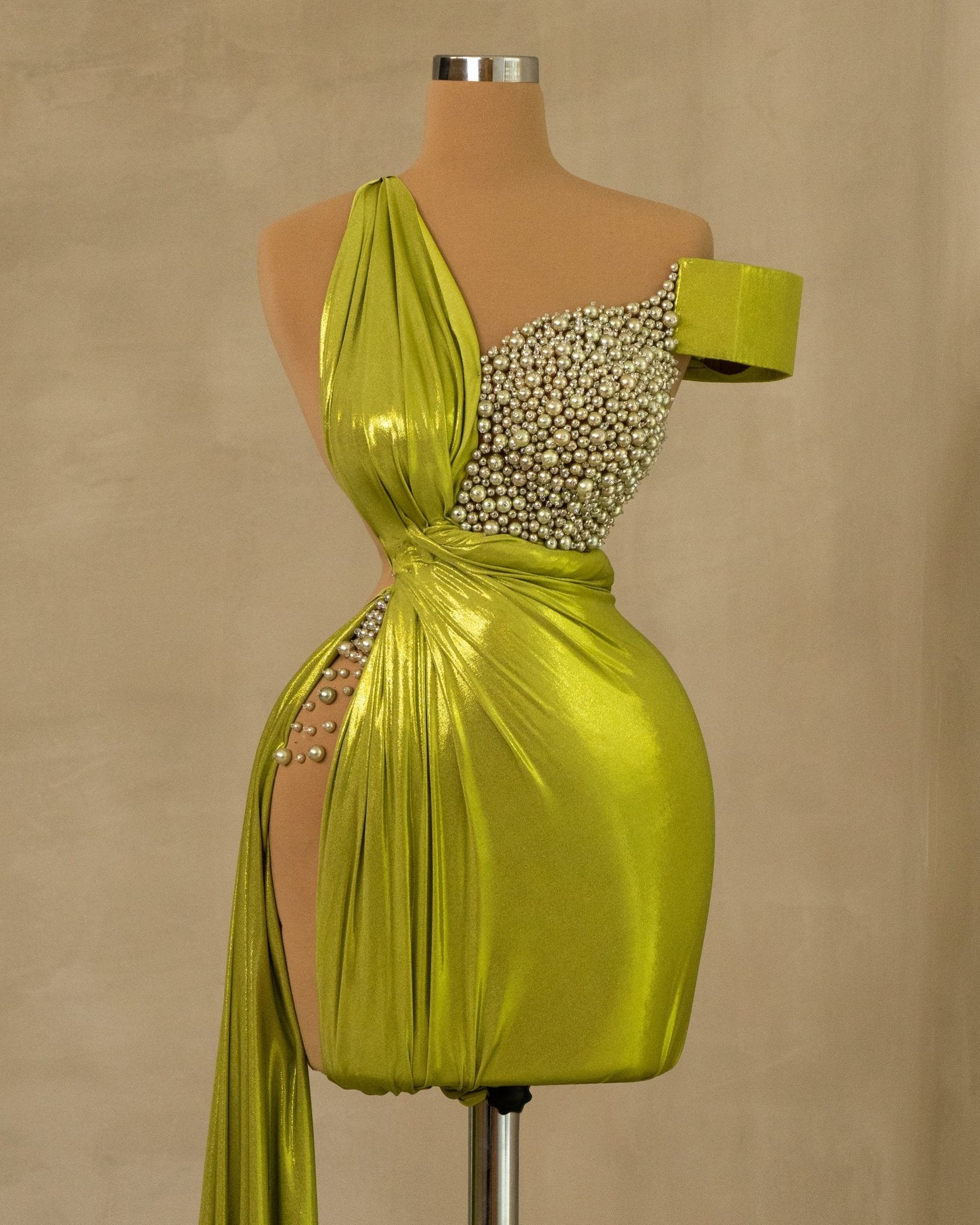 Olive Green Short Prom Dress