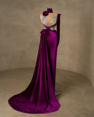 Luxurious Pink Velvet Evening Gown